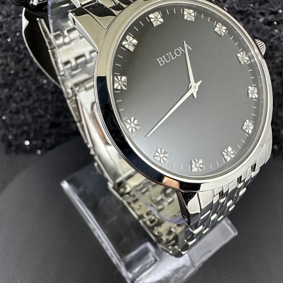 NWT Mens Bulova Silver with Diamonds Watch - Picture 5 of 6